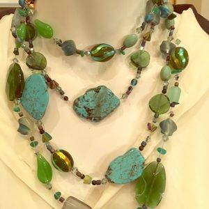 Layered green Jewels and turquoise necklace
